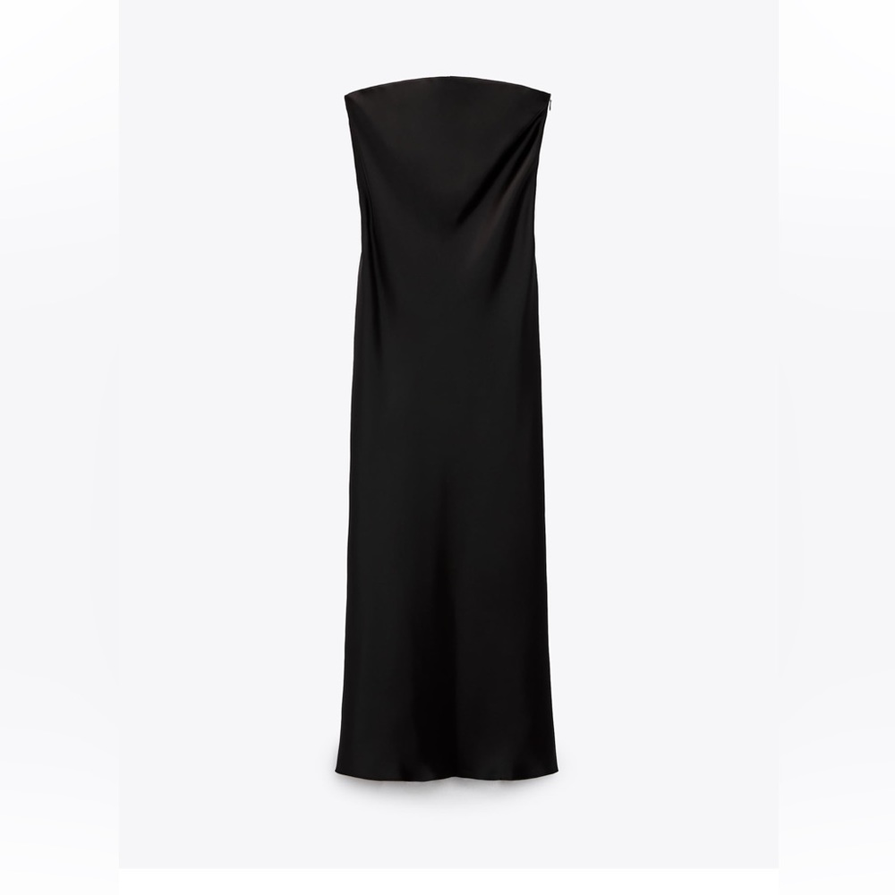 Zara Satin Effect Tube Dress Black XL